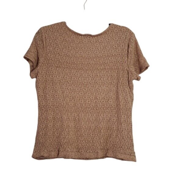 Vintage 90s Beige Textured Floral Short Sleeve Shirt Size XL Neutral Casual - Picture 6 of 6